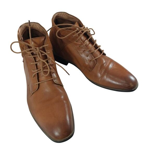 LA MILANO! PECAN BROWN GENUINE LEATHER & SUEDE MEMORY FOAM, ANKLE BOOTS! SZ 13 - Picture 2 of 12